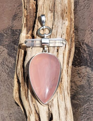 Rose Quartz Clear Quartz Pendant